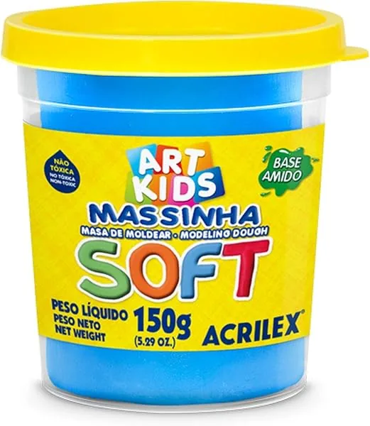 Acrilex Soft Massa de Modelar, pote de 150 g, cor azul