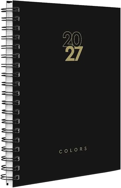 Agenda 2027 Planner Semanal Capa Dura Solid Colors Liso (Preto Ouro)