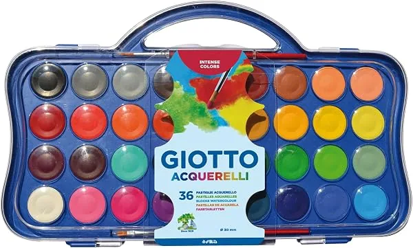 GIOTTO Acquarelli Estojo de Aquarela em Pastilhas de 30 mm, 36 Cores
