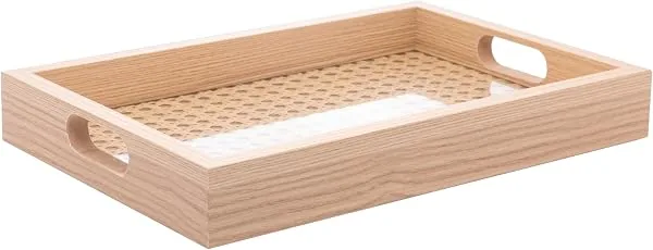 LYOR - Bandeja Retangular de MDF com Fundo Treliça 30cm x 4cm x 20cm