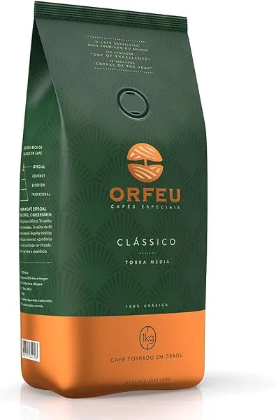 Orfeu Café Clássico em Grãos, 100% arábica, torra média, 1 kg