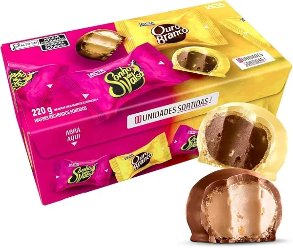 Caixa de Bombons Sortidos Sonho de Valsa e Ouro Branco, 220g