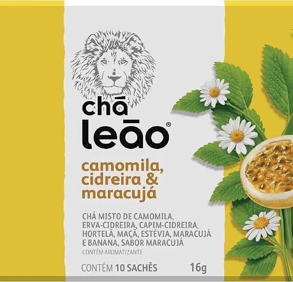 Leão Chá Premium - Camomila, Cidreira e Maracujá, 10 Sachês