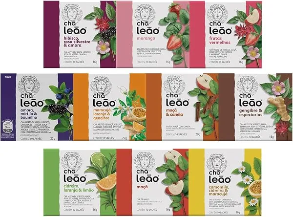 Combo Chá Leão Frutas e Flores - 10 Caixas com 100 Sachês