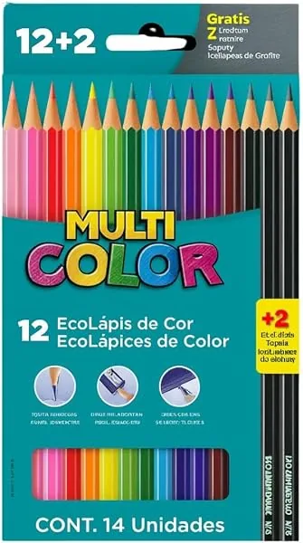 Ecolápis de cor Faber-Castell Multicolor Super, 12 cores + 2 lápis, 14 unidades