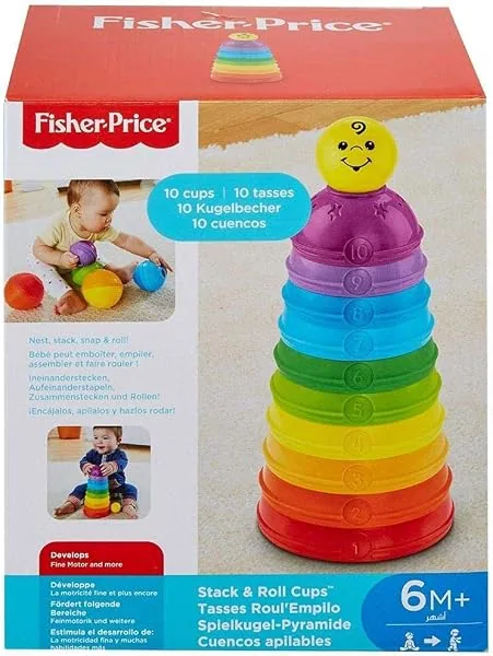Fisher-Price Brinquedo para Bebês Potinhos Empilhar & Rolar, a partir de 6 meses