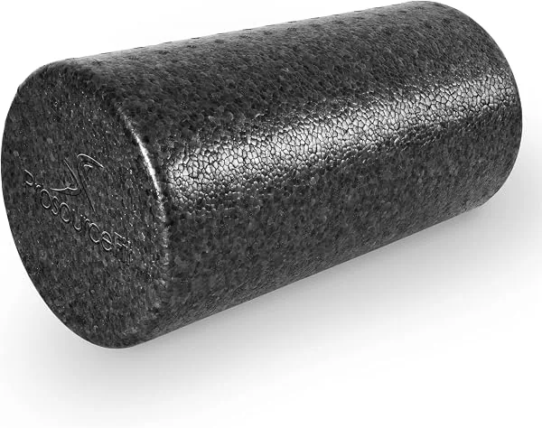 ProsourceFit Rolo de espuma extra firme de alta densidade para terapia muscular e exercícios de equilíbrio, 30 x 15 cm, preto