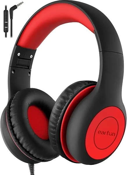 EarFun K1 Fones de ouvido infantis com fio, limite de volume 85/94 dB, com microfone