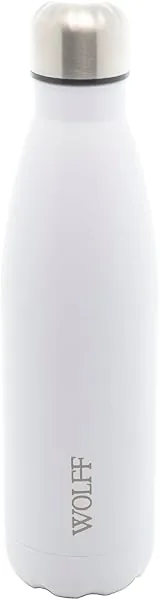WOLFF - Garrafa Térmica de Aço Inox Branca com Parede Dupla - 500ml - Linha Ice
