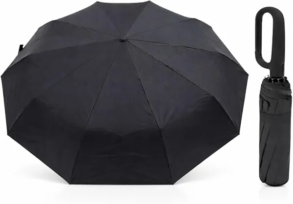 Guarda-Chuva Premium Botão Automático Abre e Fecha, Varetas Reforçadas, Proteção Solar UV, Compacto Dobrável