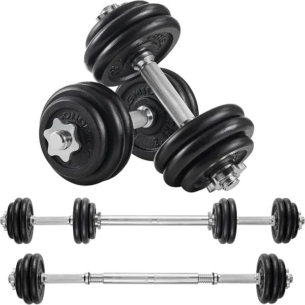 SONGMICS Halteres de Ferro Fundido 2 em 1, 10/15 kg, Ajustável para Treino Masculino e Feminino