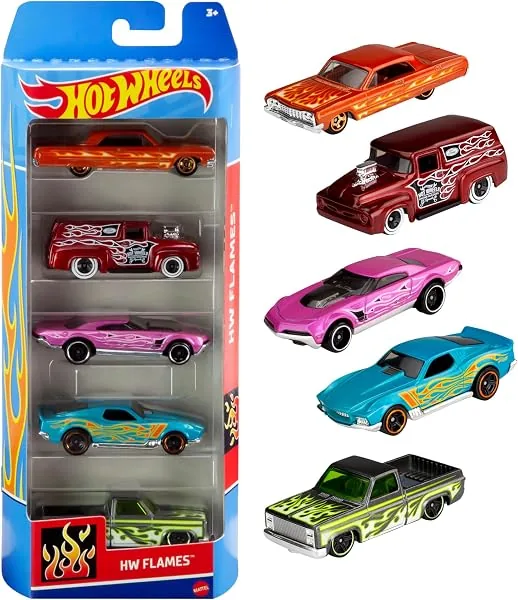 Hot Wheels Pacote com 5 Carros Sortidos, Mattel, modelos variados