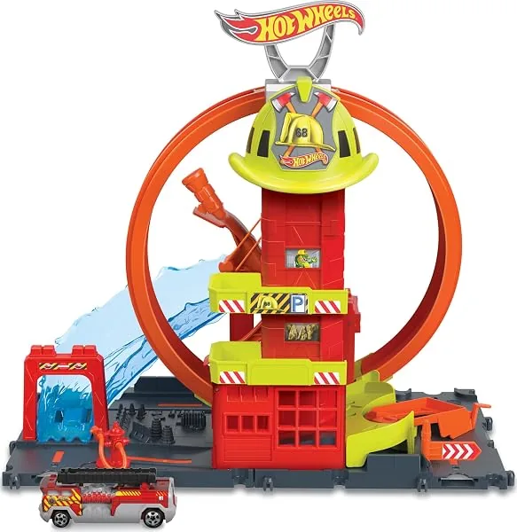 Kit Pista Hot Wheels Super Corpo de Bombeiros com Elevador, Mattel, a partir de 4 anos