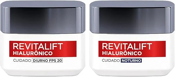 Kit Hidratante Facial L'Oréal Paris Revitalift Hialurônico Diurno FPS 20 + Noturno, 49 g