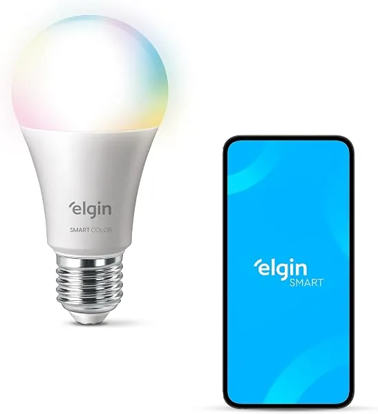 Elgin Lâmpada Inteligente Smart Color 10 W RGB Wi-Fi, Compatível com Alexa