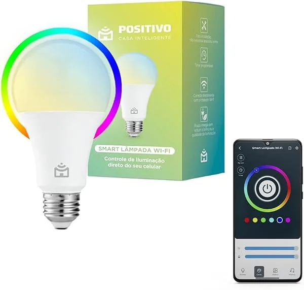 Positivo Casa Inteligente Smart Lâmpada Wi-Fi, Luz Branca Regulável