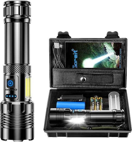 Lanterna LED Recarregável Tática de Alta Potência, Zoom e Modos de Foco