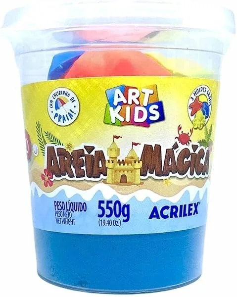 Massa Areia Mágica Acrilex, 550 g, com moldes