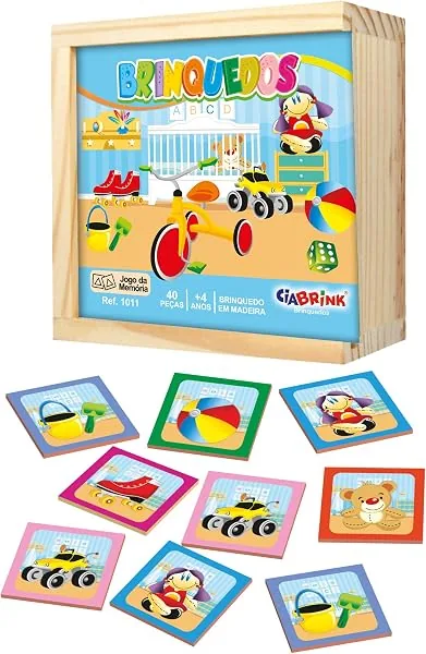 Ciabrink 1011, Jogo da Memória Brinquedos, 40 peças em madeira
