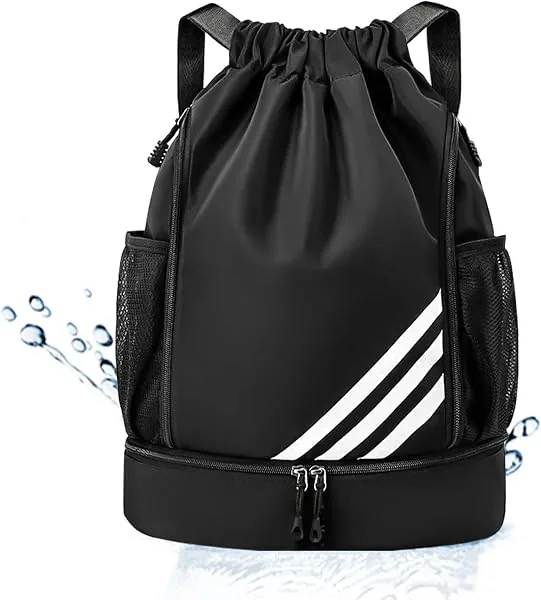 Mochila Esportiva com Cordão, Separação seca e húmida, Mochila de grande capacidade para viagens de lazer