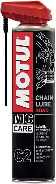 Motul C2 Chain Lube Road (400 ml), Fórmula Incolor e Altamente Aderente para Correntes de Motocicleta