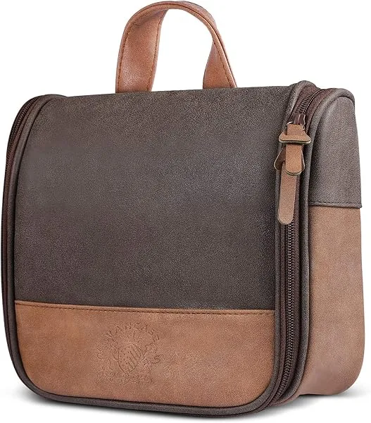 VANCASE Bolsa de Higiene Pessoal de pendurar, couro vintage, impermeável