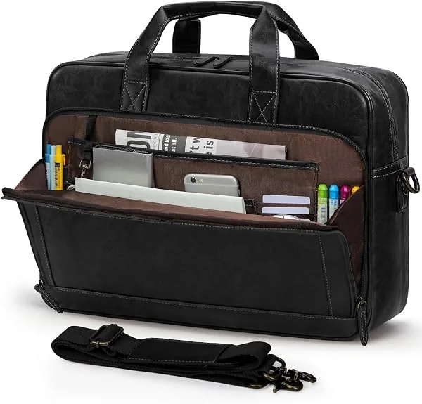 RAINSMORE Bolsa masculina de couro para laptop, modelo mensageiro