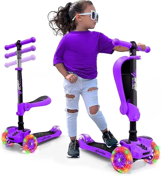 Patinete Infantil Hurtle 2 Em 1 ScootKid, 3 rodas, assento retrátil, rodas com LED