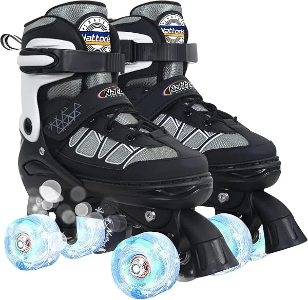 Nattork Patins infantis ajustáveis em 4 tamanhos, com rodas iluminadas
