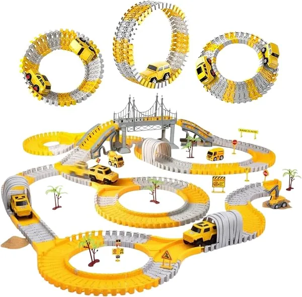 Pista de Carrinhos com 98 Peças, Construção, Carrinho com Movimento Automático, Infantil