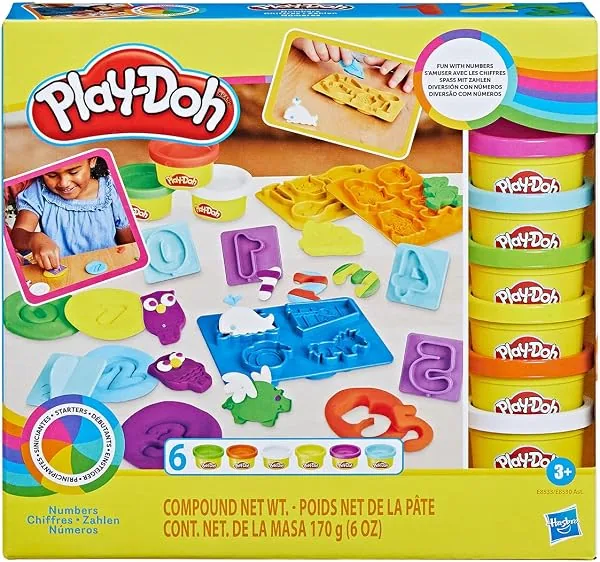 Play-Doh, Massinha de Modelar Infantil, Kit Inicial de Números, com Acessórios e 6 Potes, a partir de 3 anos