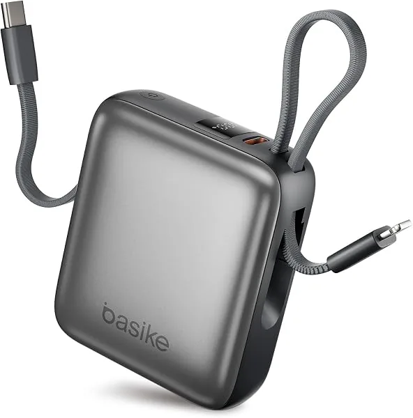 Basike Carregador Portátil 10000mAh, Mini Power Bank (Cinza)