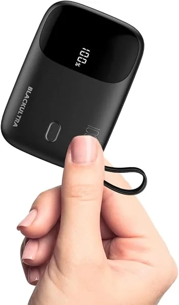 Carregador Portátil 10000mAh com Display LED, Mini Power Bank Rápido 22.5W com PD 3.0 e QC 3.0, USB-C