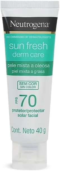 Neutrogena Sun Fresh Protetor Solar Facial Derm Care, pele oleosa, FPS 70, 40 g