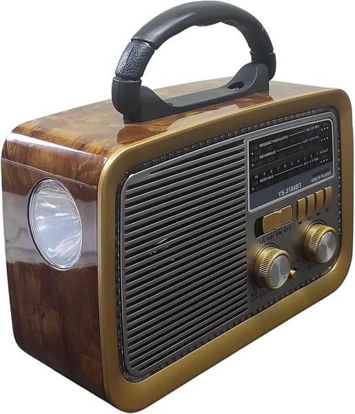 Rádio Retrô Portátil AM/FM com Bluetooth, USB e Cartão SD