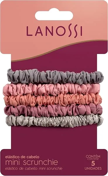 Lanossi - Mini Scrunchie Silver Rose - 6 unidades