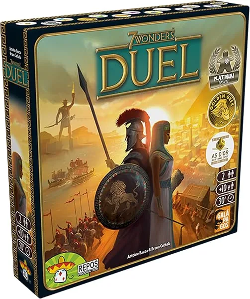 Asmodee 7 Wonders Duel, jogo de tabuleiro de estratégia para 2 jogadores