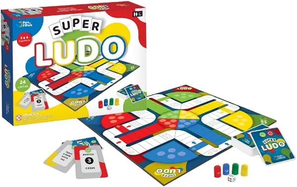 Pais & Filhos Super Ludo, jogo de tabuleiro com cartas especiais, 2 a 4 jogadores