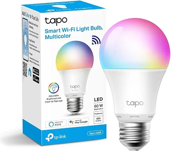 TP-Link Tapo L530E, lâmpada LED multicolorida inteligente Wi-Fi, 806 lúmens, 8,3 W