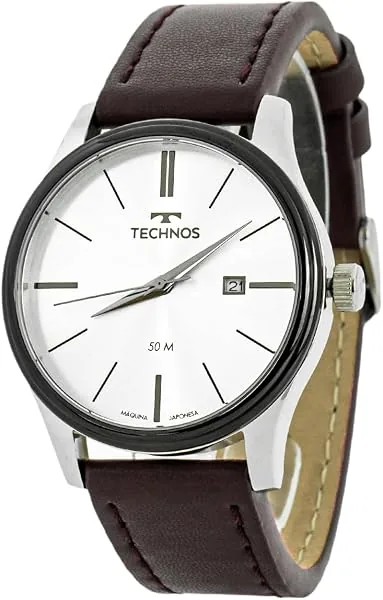 Relógio Analógico Technos Steel Masculino com Pulseira de Couro Marrom