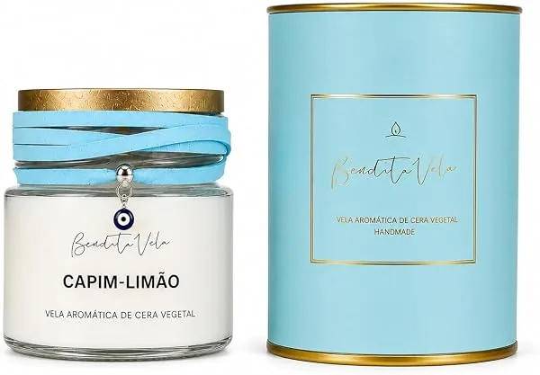 Vela Vegetal Aroma Capim Limão em Vidro — Bendita Vela